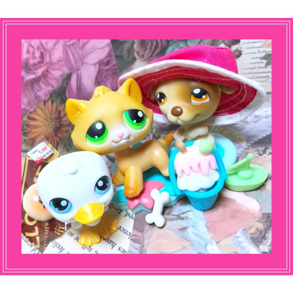 2006 Authentic Littlest Pet Shop LPS Seaside Celebration Cat Dog #108 #109 #110